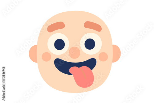 Playful emoji face with tongue out in minimal flat design