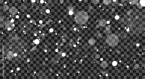 Christmas and winter clipart. The falling white snow on transparent dark background. Snow gray transparent background