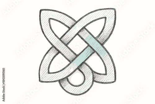 Celtic knot with pastel accents on white background