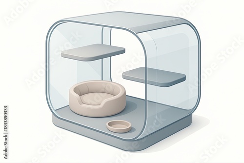 Modern Transparent Pet Habitat with Shelves and Cozy Bed