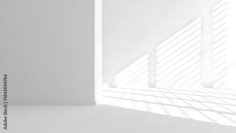 Obraz premium A grayscale image of a room with a window letting in sunlight