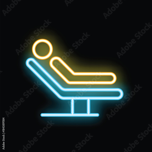 Neon icon of a person relaxing on a chaise lounge