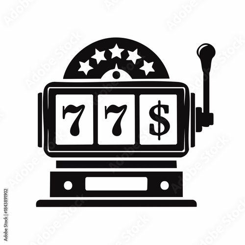 Simple vector symbol of a vintage gambling machine, perfect for depicting casino games, fortune, and financial gain