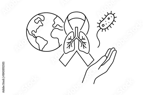 World tuberculosis day awareness: global health and prevention linear design
