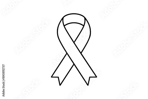 Awareness ribbon outline: minimal black and white design for causes