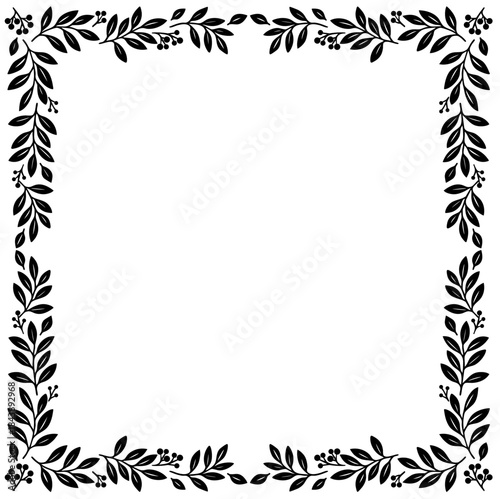 Square Leaf Border with Dense Foliage and Berries