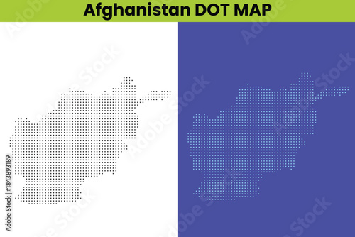 Afghanistan Dot Map Vector Illustration,Dotted Map of Afghanistan in Modern Style