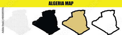 Algeria Dot Map Vector Illustration,Algeria Geographic Map Made of Dots