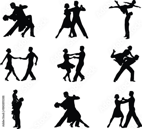 Large Set of Male Tennis Player Silhouettes Serving and Hitting Shots for Professional Sport, Competition, and Athletic Training Vector