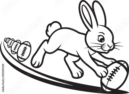 Playful Easter Bunny Rolling Eggs Vector for Spring Crafts, Kids Activities, and Holiday Design