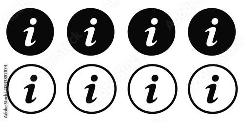 Information info signs vector set with flat style icons, info symbols, and isolated information icons for guidance, help, signage, communication,