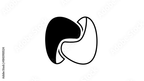 Interlocking Black And White Abstract Shapes On White Keywords: abstract, shapes, interlocking, connection, unity, partnership