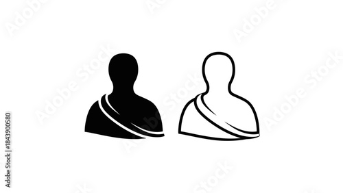Silhouette and Outline of a Person Wearing a Sash icon symbol