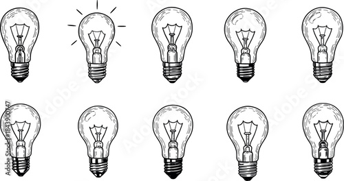 Light Bulb Illustrations for Creative Concepts and Ideas