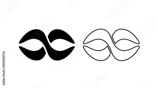 Two Abstract Infinity Symbol Shapes One Solid Black One Outline Keywords: abstract, infinity symbol, shape, form, loop