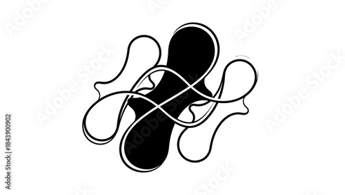 Abstract Black and White Swirling Lines and Blob Shape Keywords: abstract, black, white, lines, curves, swirls, blob, shape