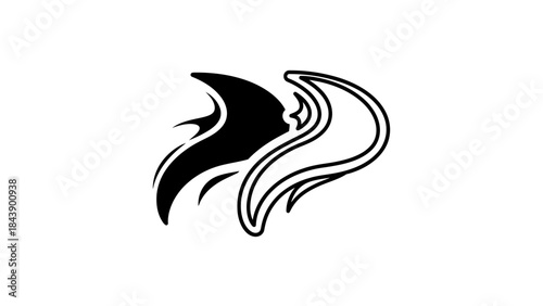 Abstract Black And White Yin Yang Symbol With Flame Elements Keywords: abstract, symbol, yin yang, black, white, flame, fire