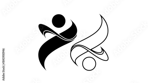 Abstract Humanoid Figures Intertwined Logo Design vector illustration