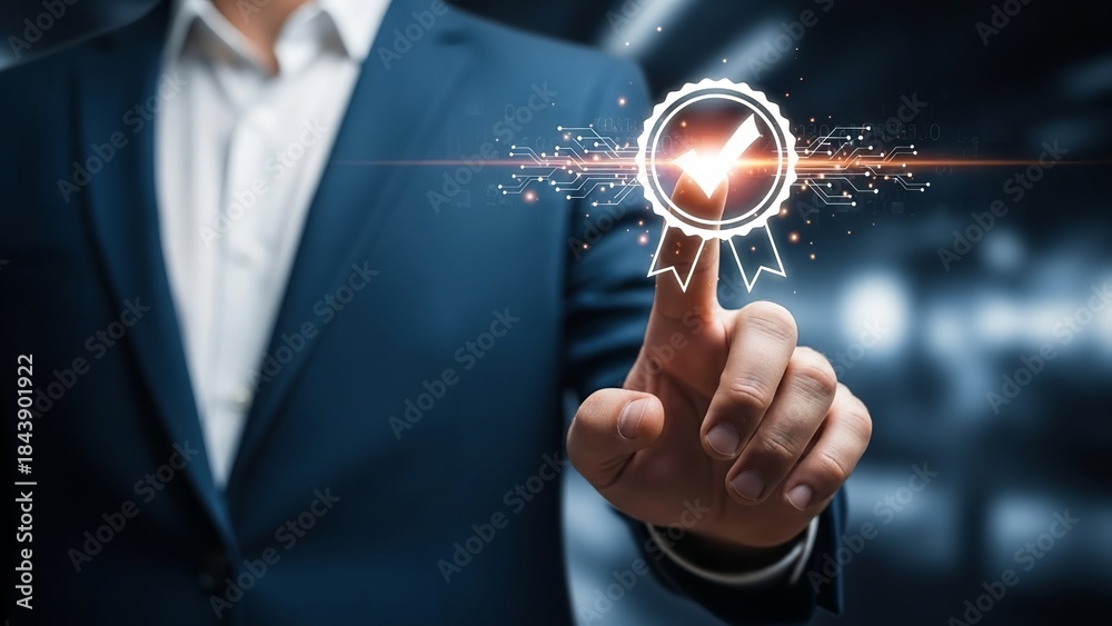 Fototapeta premium Businessman interacting with futuristic digital interface
