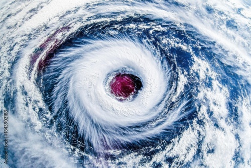 Captivating aerial view of a swirling hurricane over the ocean