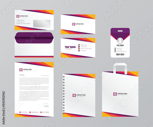 Classic corporate identity template design. Business Stationery Set Mockup. Stylish big set of business stationery items. Brand identity	