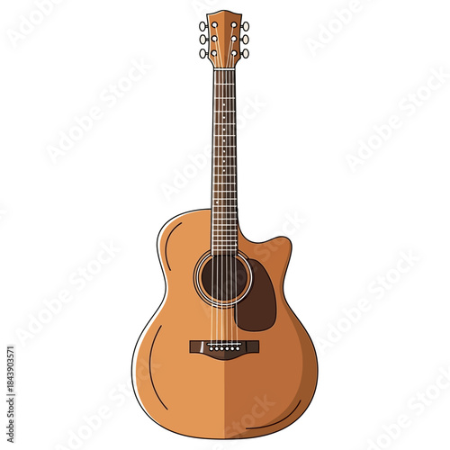 Detailed acoustic guitar illustration showcasing craftsmanship and musical instrument design