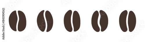 Five coffee beans illustration coffee beans flat vector icon for food apps and websites on white background