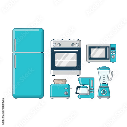 Vibrant kitchen appliances ensemble showcasing modern design and essential functionalities