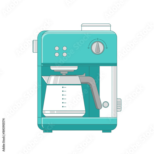 Stylish teal coffee maker illustration showcasing morning brew preparation appliance concept