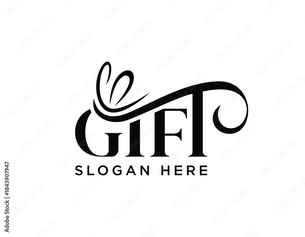 Obraz premium Gift shop, box initial lettering vector logo design, gift ribbon logo design, gift text vector logo design