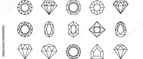 "Vector Collection of Diamond and Gemstone Icon Set"