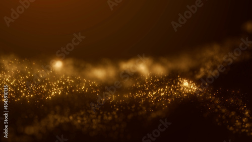Luxury golden digital waves flowing across dark space with sparkling particles and soft depth. Elegant abstract background for premium branding, finance, success themes and cinematic motion design.