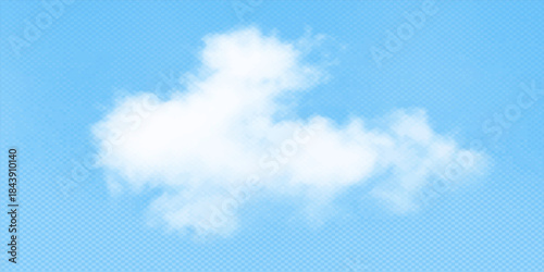 Bright blue sky with fluffy white clouds, a beautiful summer nature cloudscape in the clear day air
