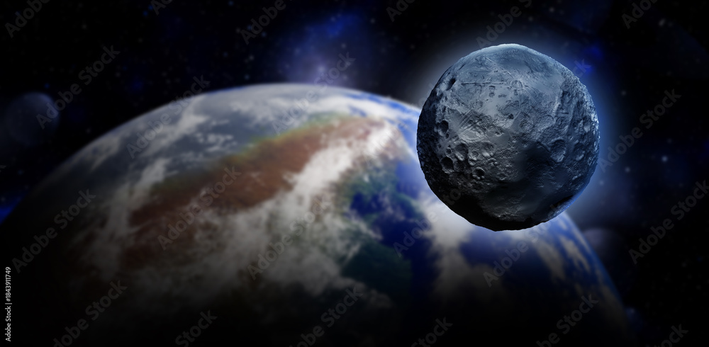 Obraz premium Celestial body and bright planet in space