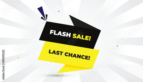 last chance flash sale editable eps format web banner vector art illustration template design black gray yellow orange gradient shapes bold font white gray abstract sun shine business background 4k