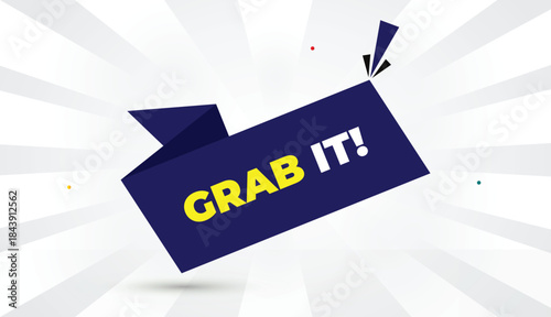 Grab It Editable EPS Format Web Banner Vector Art Illustration Template Design Deep Blue Shapes Yellow Bold Font White Gray Gradient Abstract Illustration Sun Shine Business Background 4K
