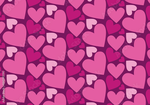 Seamless pattern with pink hearts of various shapes.  Cartoon wrapping paper in a hand drawn. Vintage vector print, design, decor for celebrating Valentine's Day. Love, romance, infatuation, passion. 