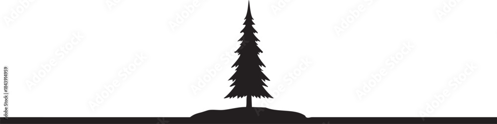 Obraz premium Serene Lake Island Pine Tree Silhouettes isolated on white background