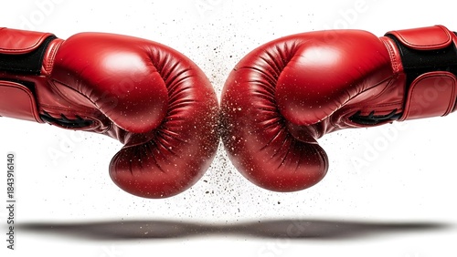 Boxing Gloves Impact Explosion – White Background