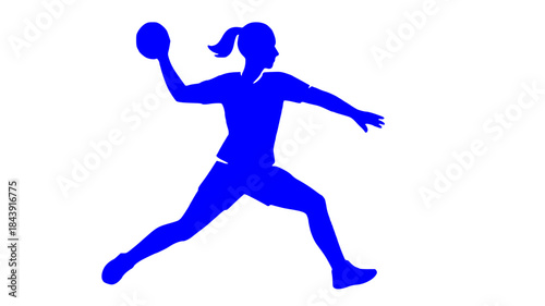Silhouette of a female handball player throwing a ball