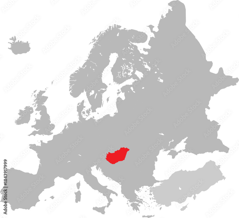 Obraz premium Map of Hungary on European Continent Vector