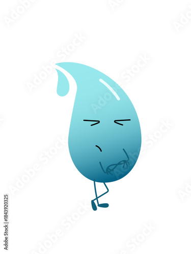Illustration of a blue  water drop character with a closed-eyes, pouting, and offended expression. Represents feeling upset, ignored, or disappointed.