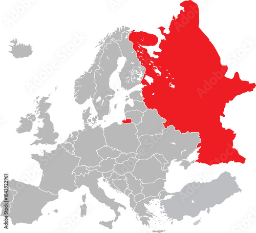 Map of Russian Territory on European Continent Vector