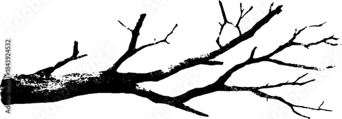 Black and white stencil illustration of a rough tree twig for urban design