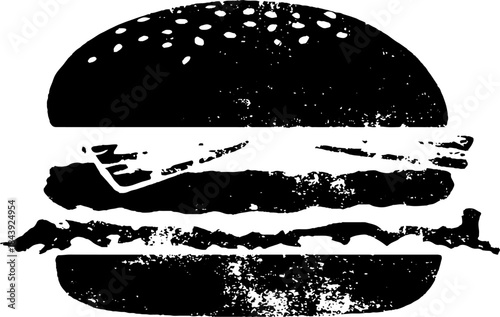 Black and white burger stencil illustration for urban art projects