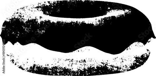 Black and white grunge donut stencil illustration for urban art design