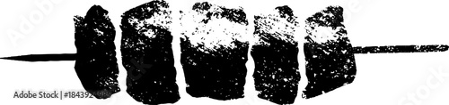 Black and white skewered snack stencil illustration for urban design