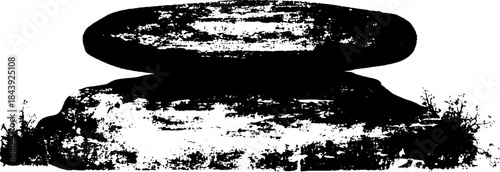 Urban grunge stencil design of a flat smooth street scene for posters and prints