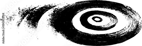 Black and white stencil illustration of spiraling spring design for urban art