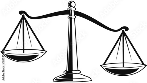 Vector illustration black and white illustration of a balance scale on a
